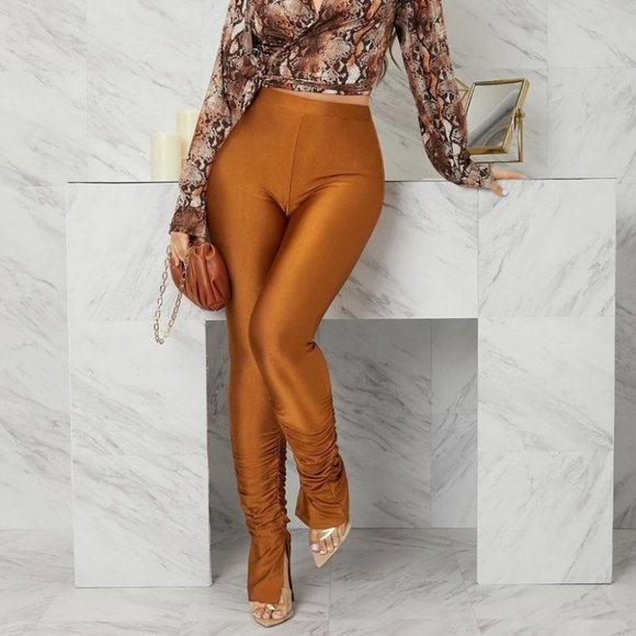 . Pants - contemporary modern slit hem runched pants
